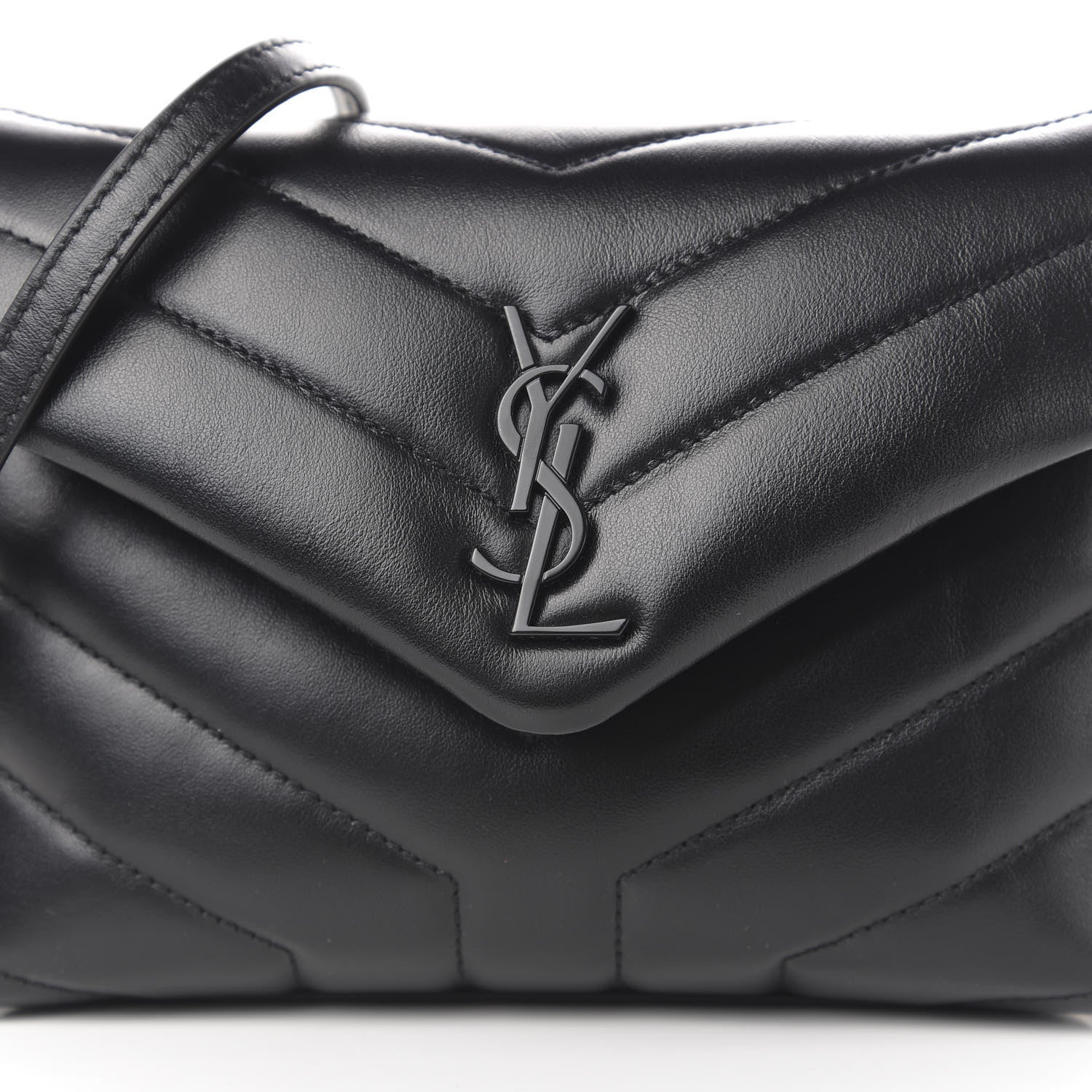 Saint Laurent Calfskin Y Quilted Monogram Toy Loulou Crossbody Bag Black 9 of 10