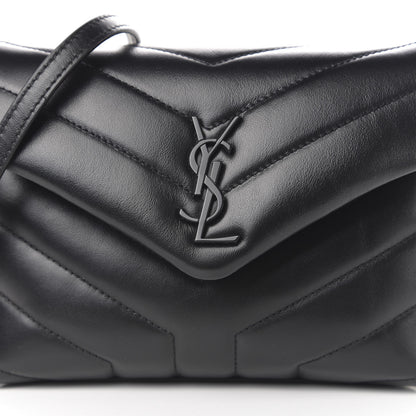 Saint Laurent Calfskin Y Quilted Monogram Toy Loulou Crossbody Bag Black 9 of 10
