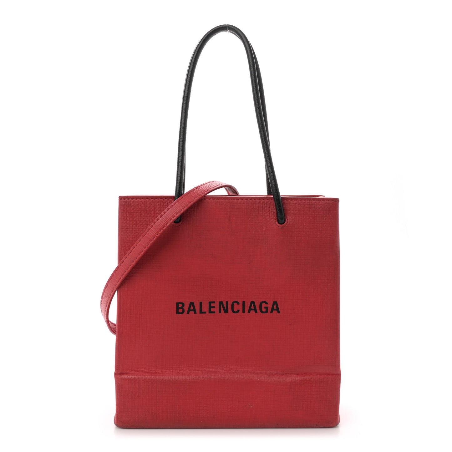 Squared Calfskin Logo North South Shopper Tote XXS Red