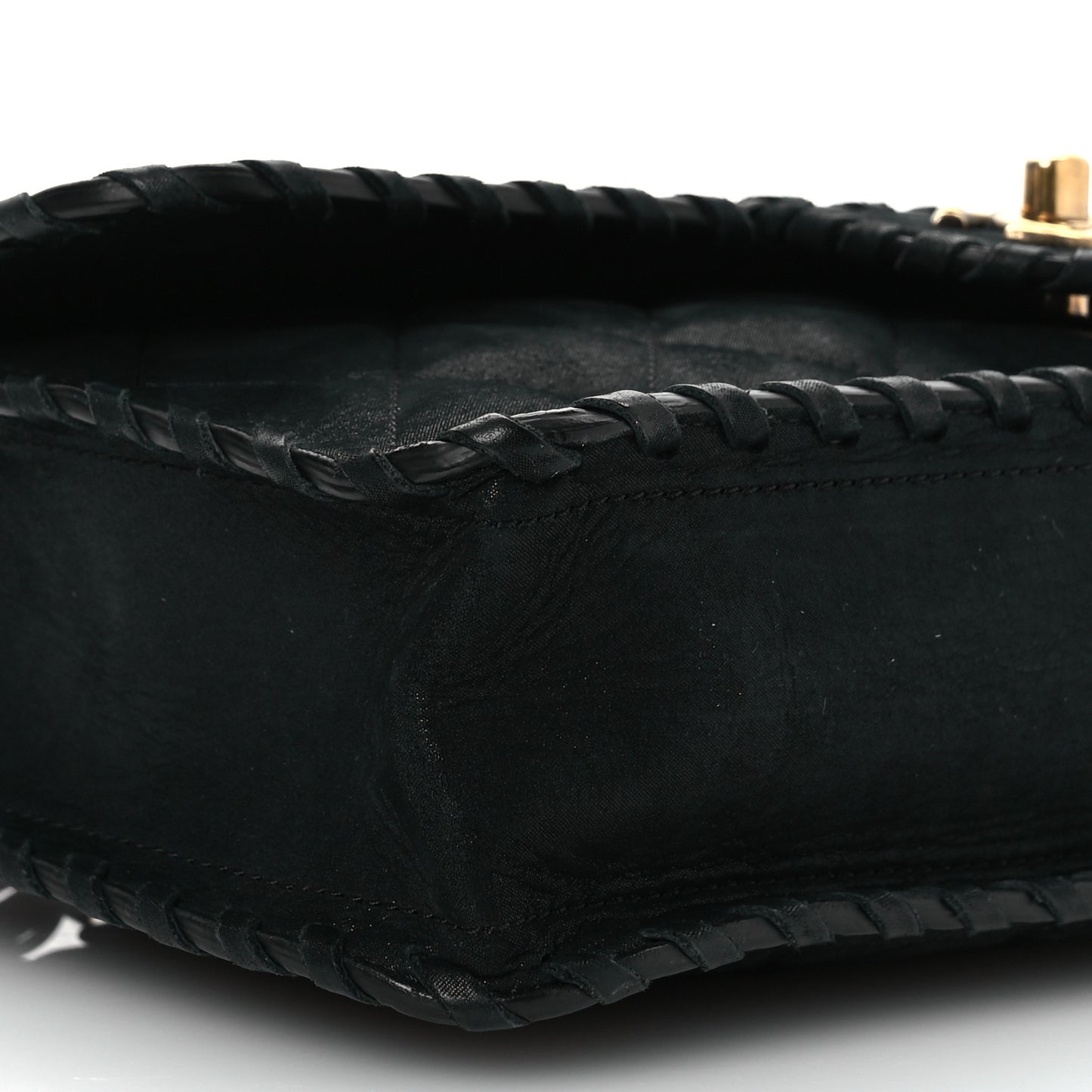 Iridescent Calfskin Small Happy Stitch Flap Black