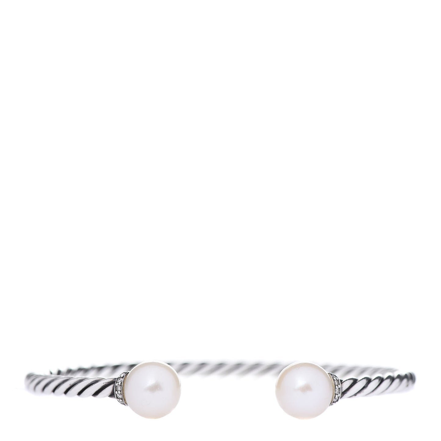 Sterling Silver Diamond Pearl 9mm Solari Bracelet