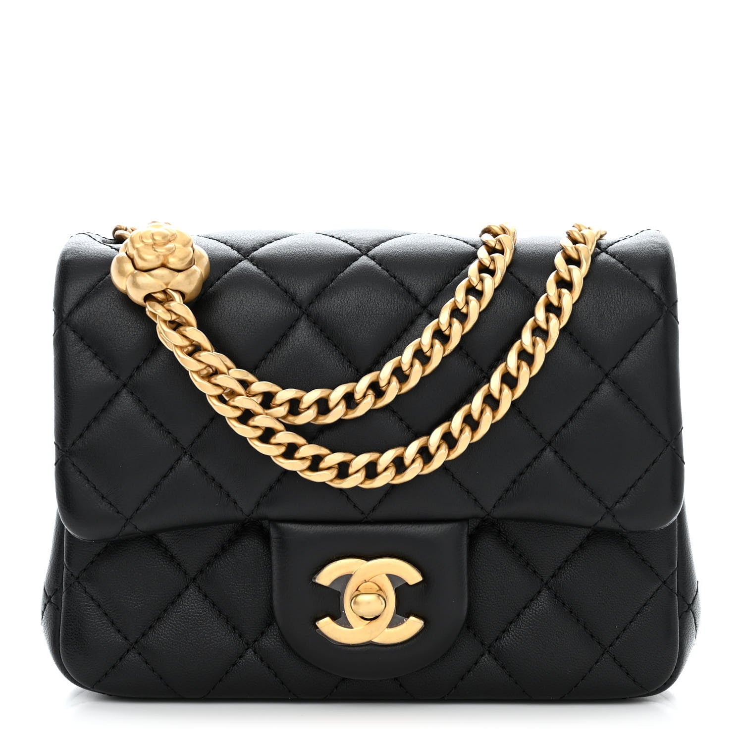Chanel Lambskin Quilted Mini Sweet Camellia Flap Black 1 of 12