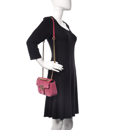 Gucci Velvet Matelasse Mini GG Marmont Shoulder Bag Light Raspberry Rose 2 of 9