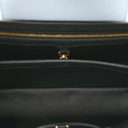 Louis Vuitton Taurillon Capucines MM Black Blue White 6 of 10