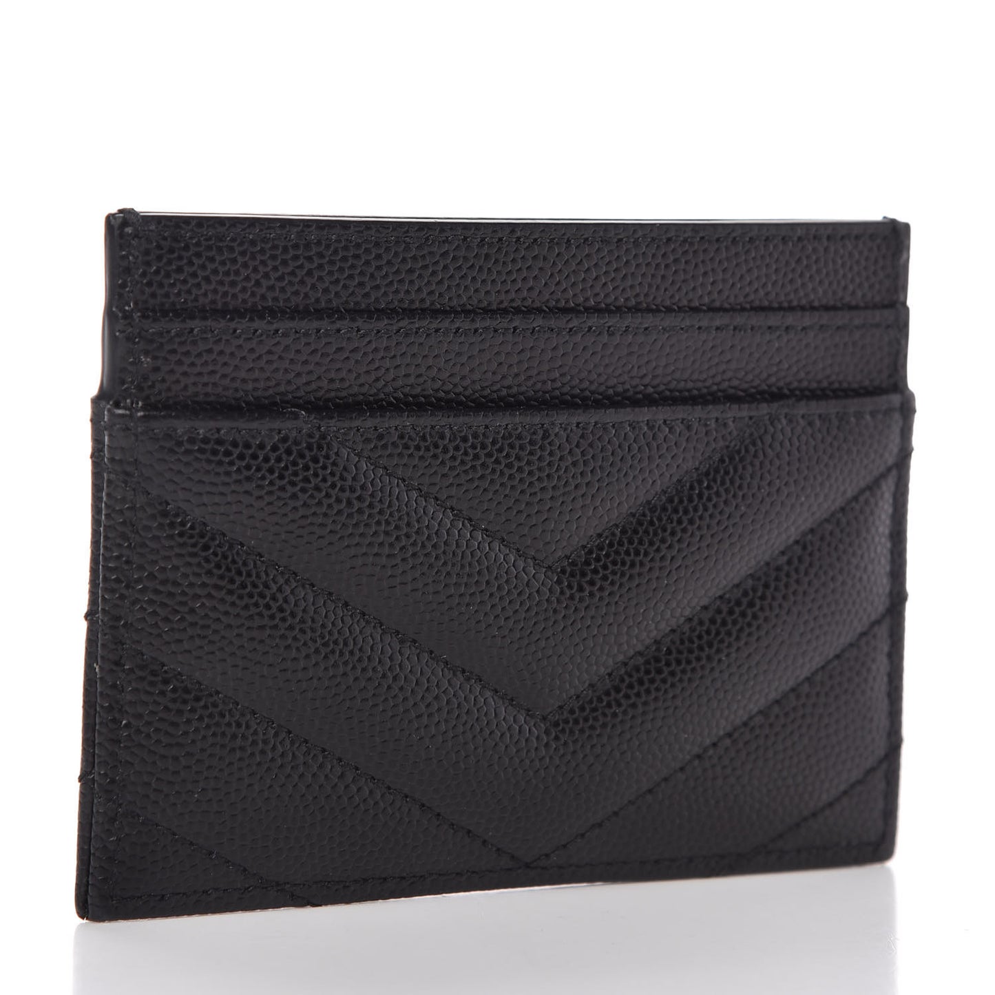 Grain De Poudre Matelasse Chevron Monogram Credit Card Case Black
