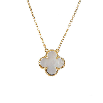 Van Cleef & Arpels 18K Yellow Gold Mother of Pearl Vintage Alhambra Pendant Necklace 3 of 7