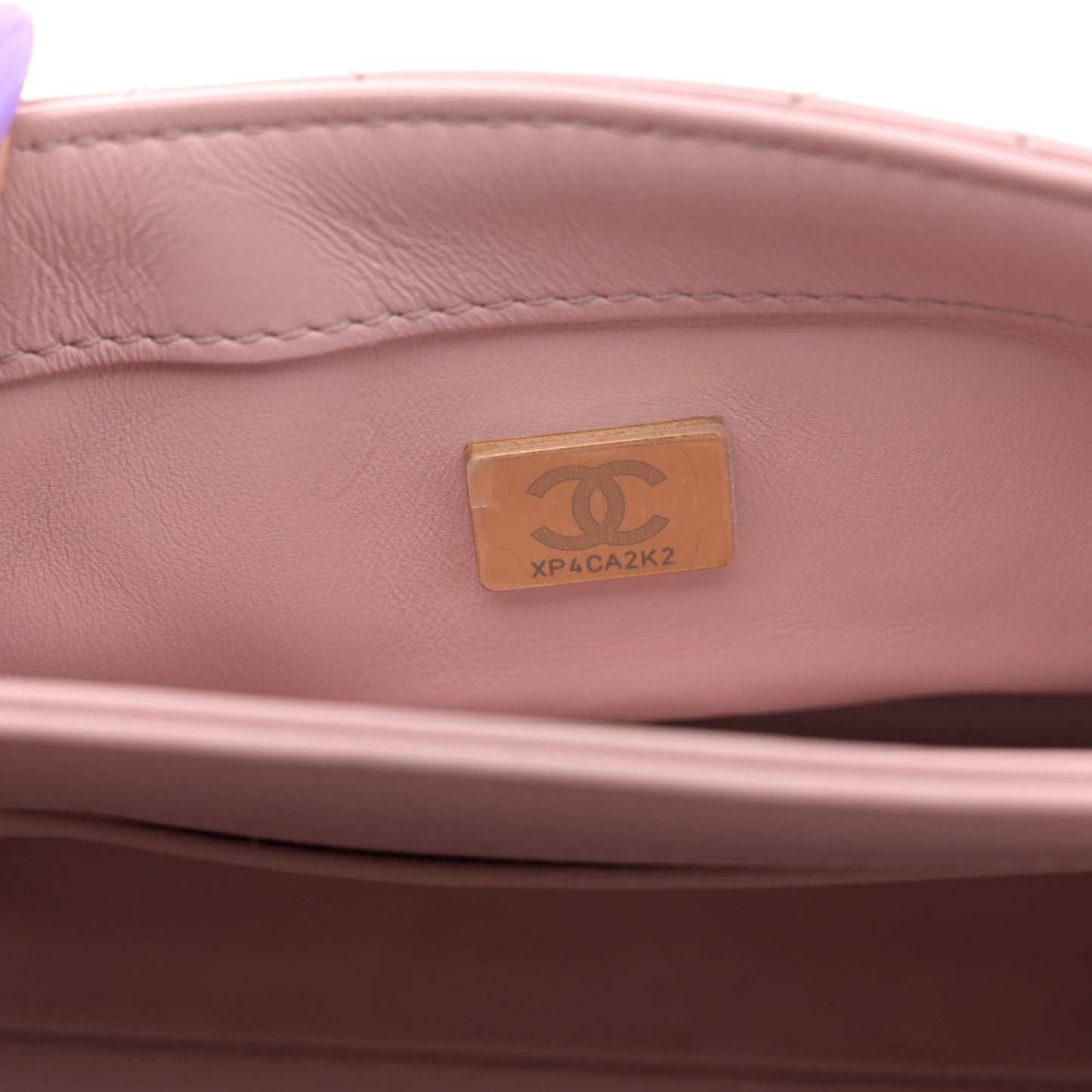 Lambskin Quilted Mini Color Match Flap Light Pink