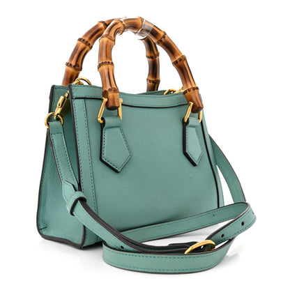 Gucci Wonka Grain Calfskin Mini Diana Tote Bag Dusty Azure Orange Fluo 3 of 17