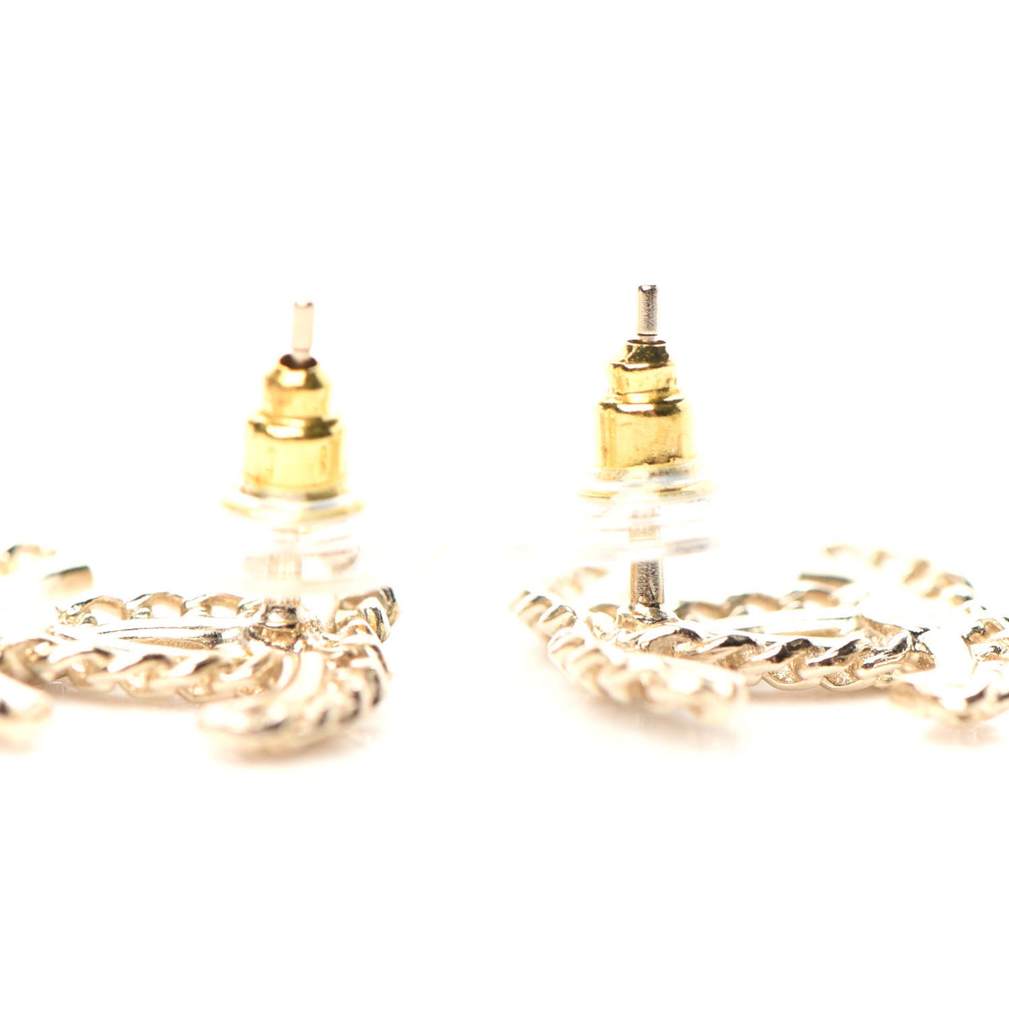 Crystal Chain CC Earrings Gold