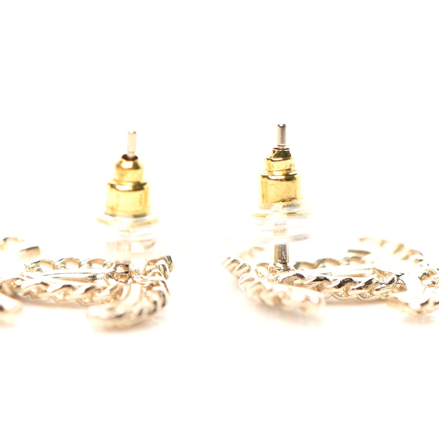 Chanel Crystal Chain CC Earrings Gold 3 of 5