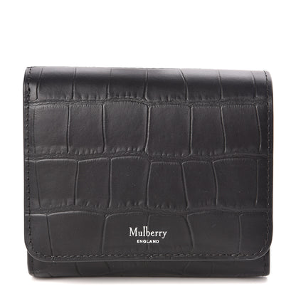Mulberry Matte Crocodile Embossed Calfskin Small French Continental Wallet Black 1 of 7