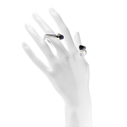 David Yurman Sterling Silver 14K Yellow Gold Amethyst 7mm Cable Classics Bracelet 2 of 5