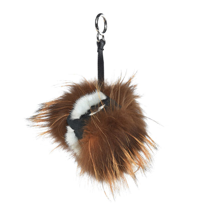 Fendi Fox Mink Rabbit Fur Vitello Flamingo Kooky Monster Bag Bug Charm Zucca Multicolor Black 1 of 4