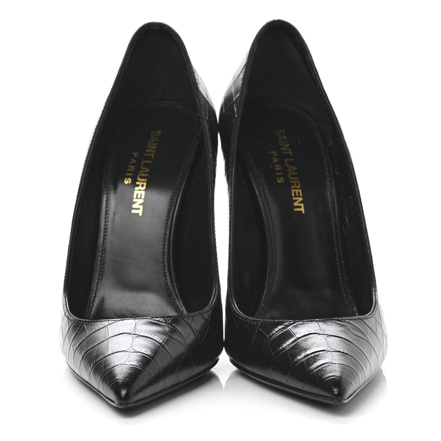 Calfskin Crocodile Embossed Opyum 110 Pumps 35.5 Black