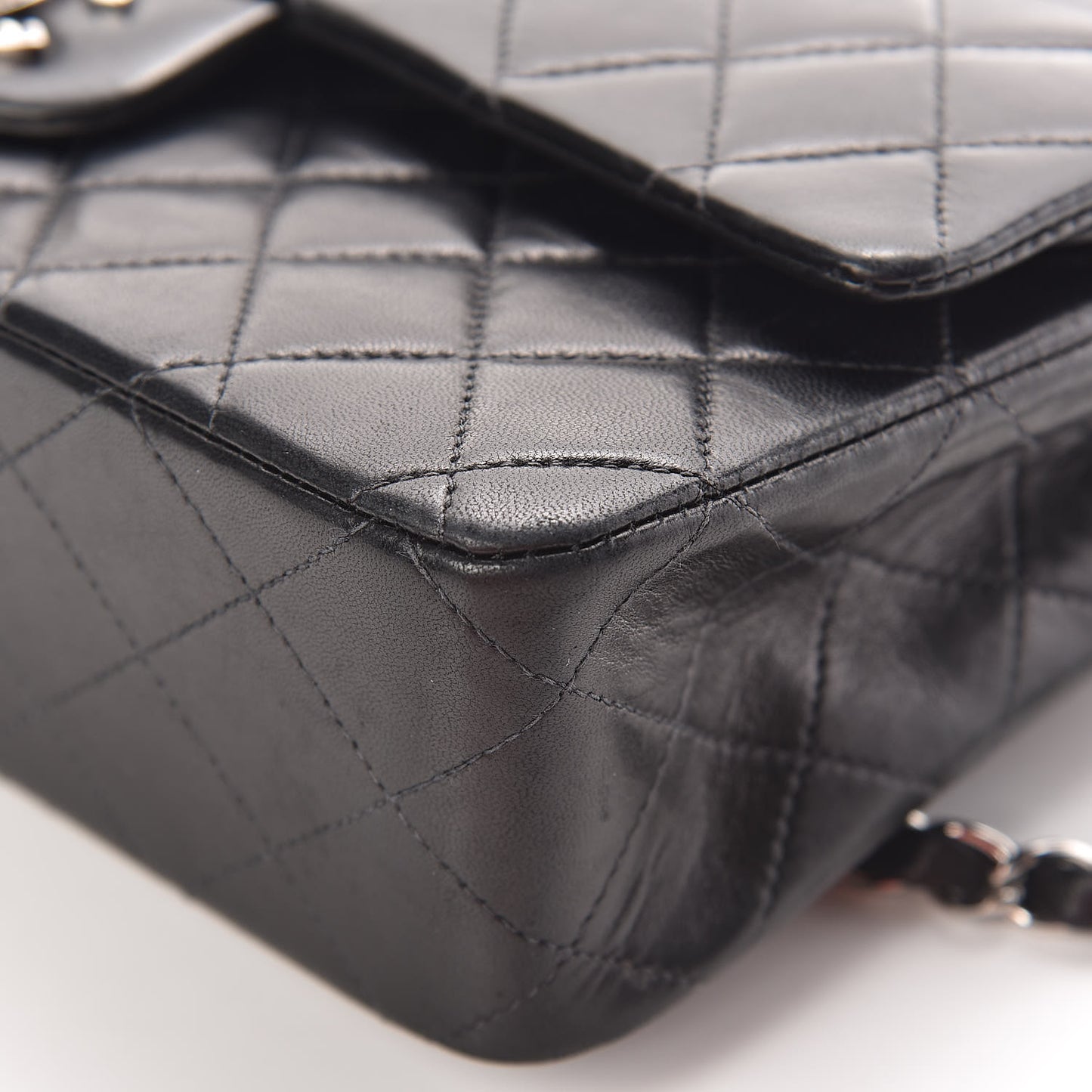 Lambskin Quilted Medium Double Flap Black