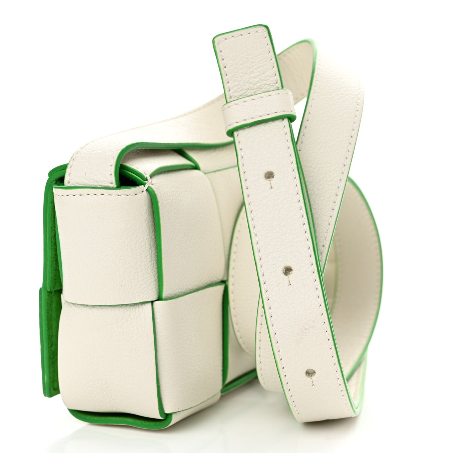 Buffalo Maxi Intrecciato Bicolor Extra Mini Cassette Crossbody Bag White Parakeet