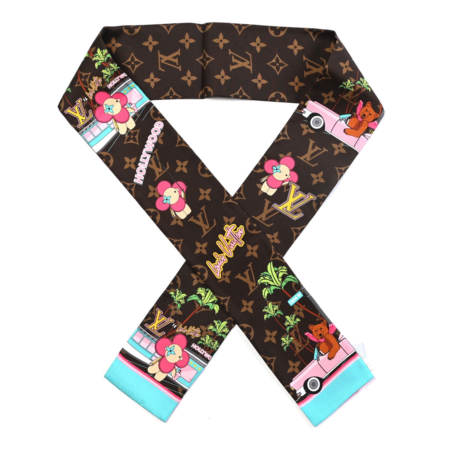 Louis Vuitton Silk Monogram 2021 Hollywood Christmas Animation Bandeau Marron 1 of 3