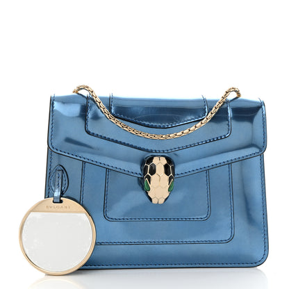 Bulgari Metallic Calfskin Small Serpenti Forever Snake Strap Crossbody Bag Blue 2 of 15