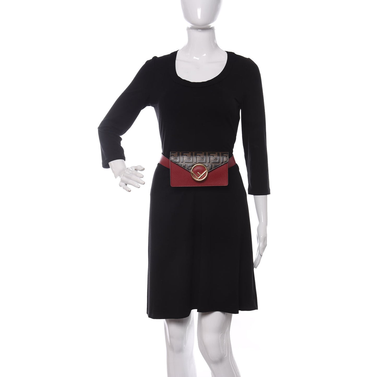Vitello Cruise F is Fendi Bi-Color FF 1974 Embossed Envelope Belt Bag Maya Black Fragola