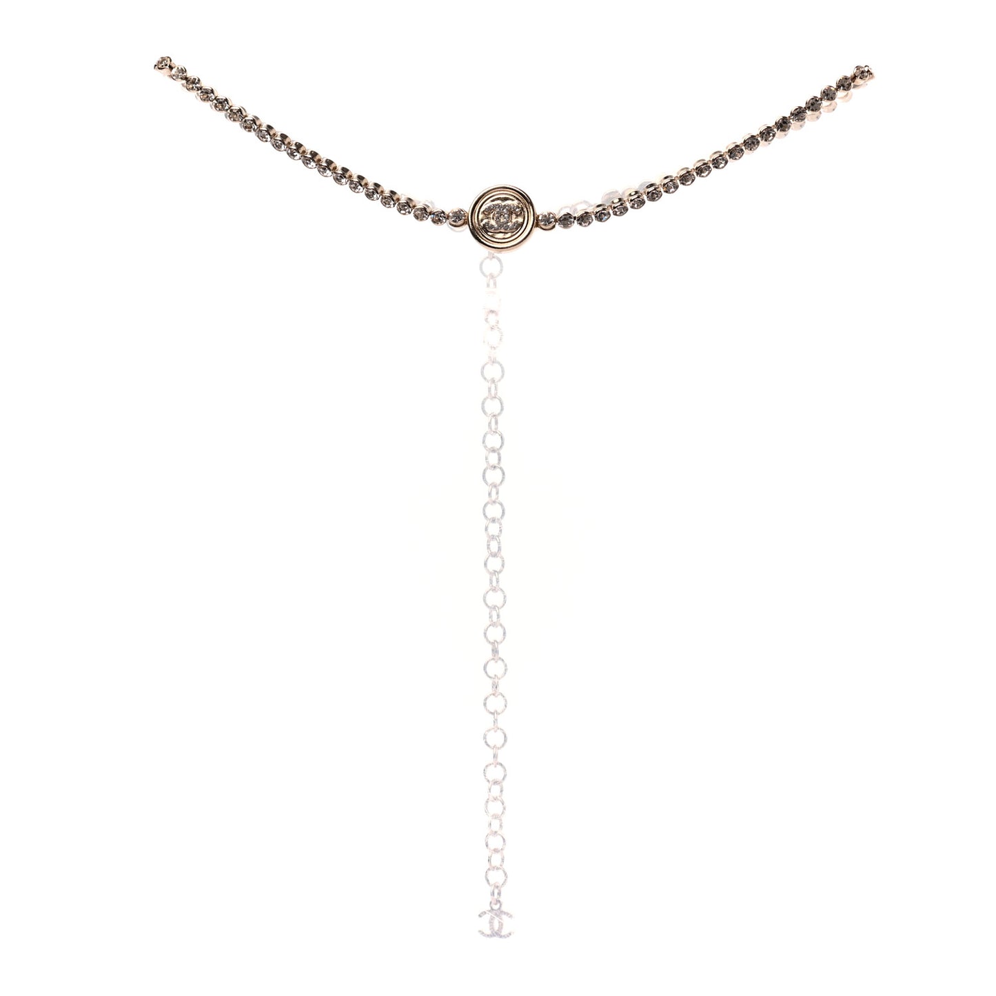 Crystal CC Chain Short Necklace Gold