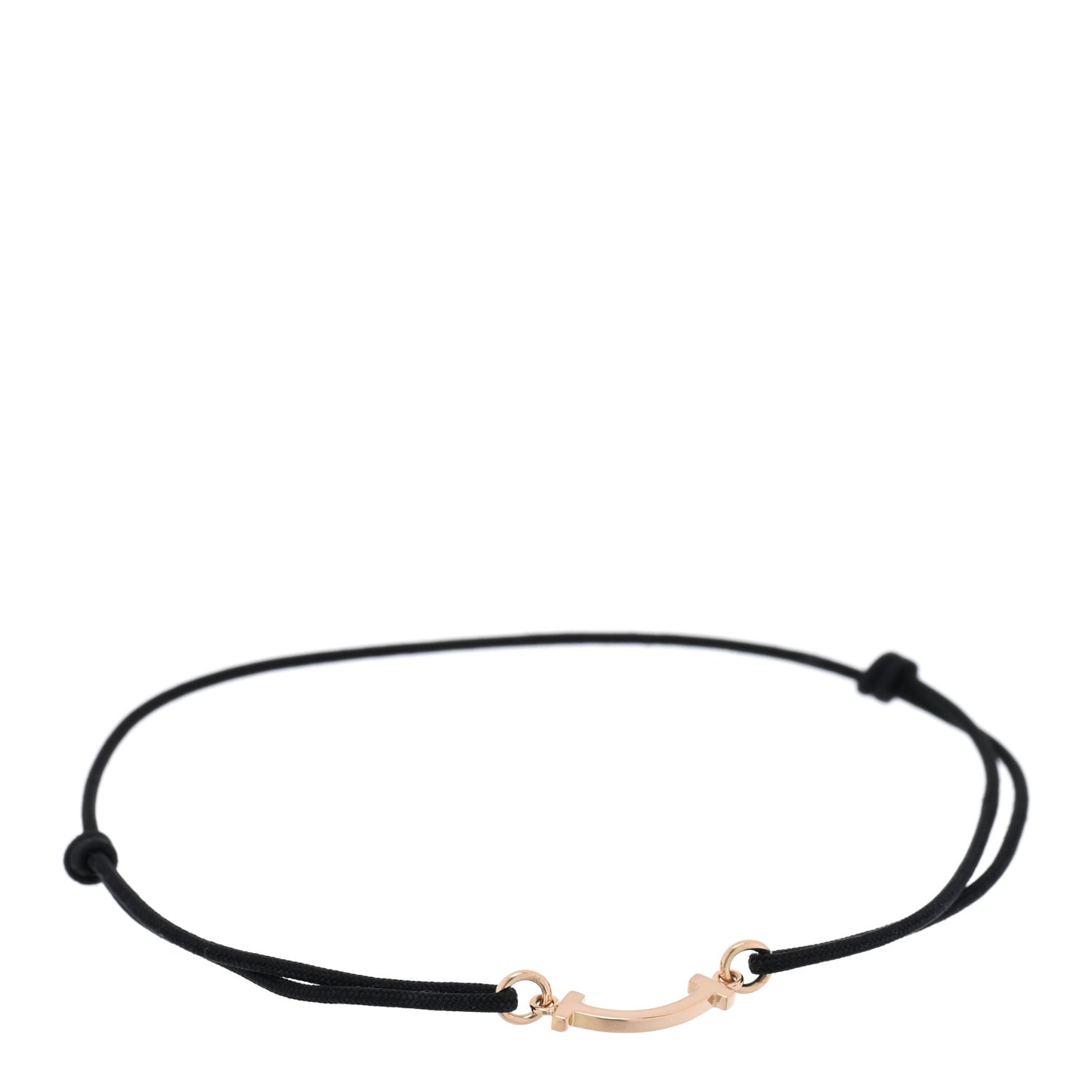 18K Yellow Gold Mini T Smile Cord Bracelet Black