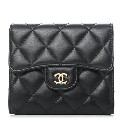 Chanel Lambskin Quilted Compact Flap Wallet Black 1 of 7