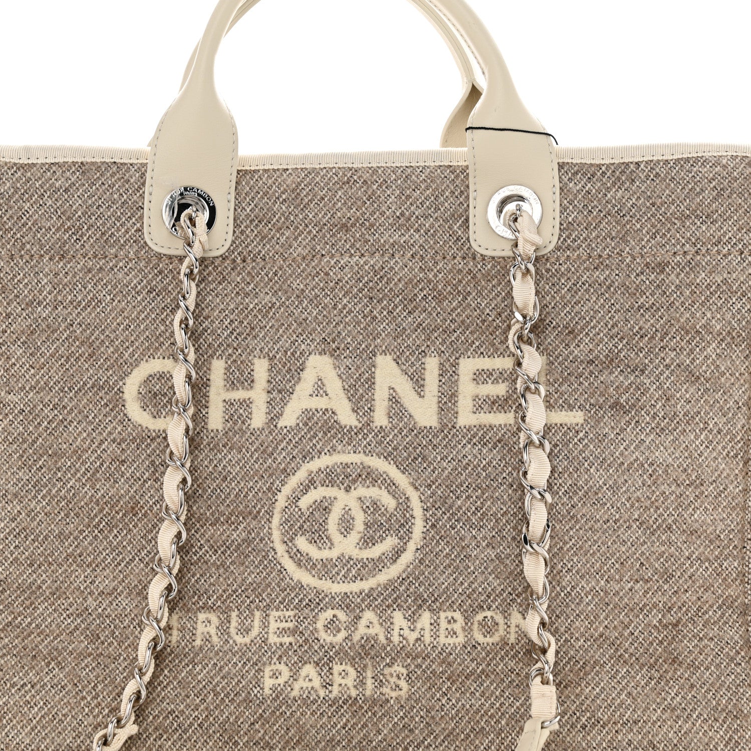 Chanel Mixed Fibers Calfskin Medium Deauville Tote Beige 8 of 10