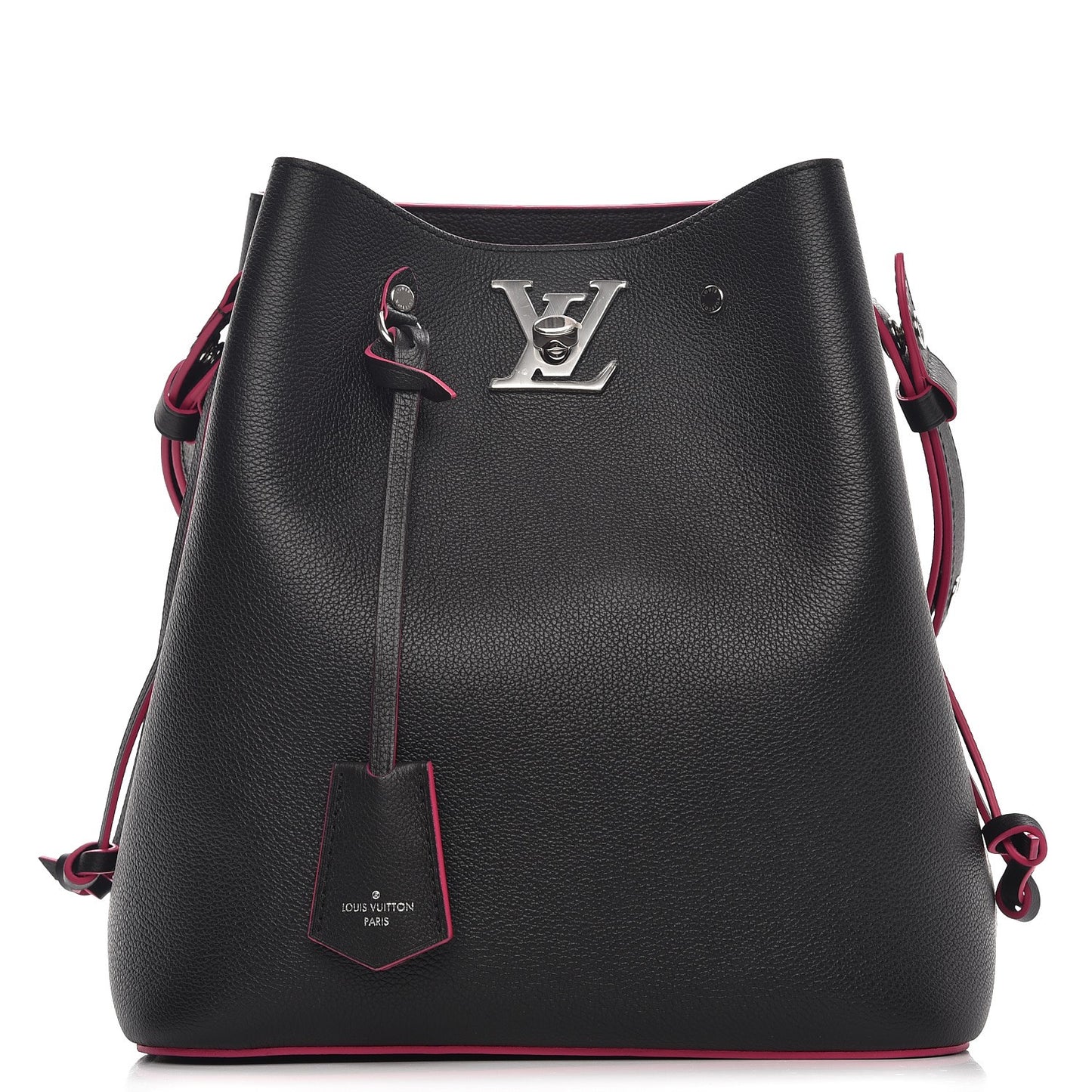 Calfskin Lockme Bucket Black