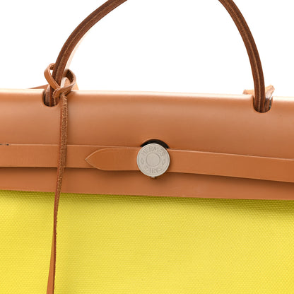 Hermes Military Toile Vache Hunter Herbag Zip 31 PM Lime 9 of 14