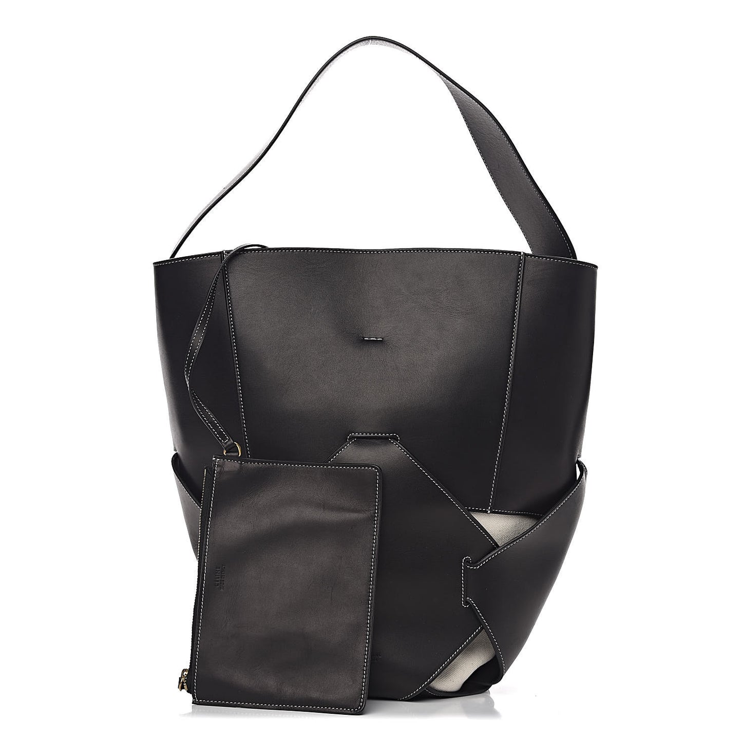 Natural Calfskin Large Holdall Shoulder Bag Black