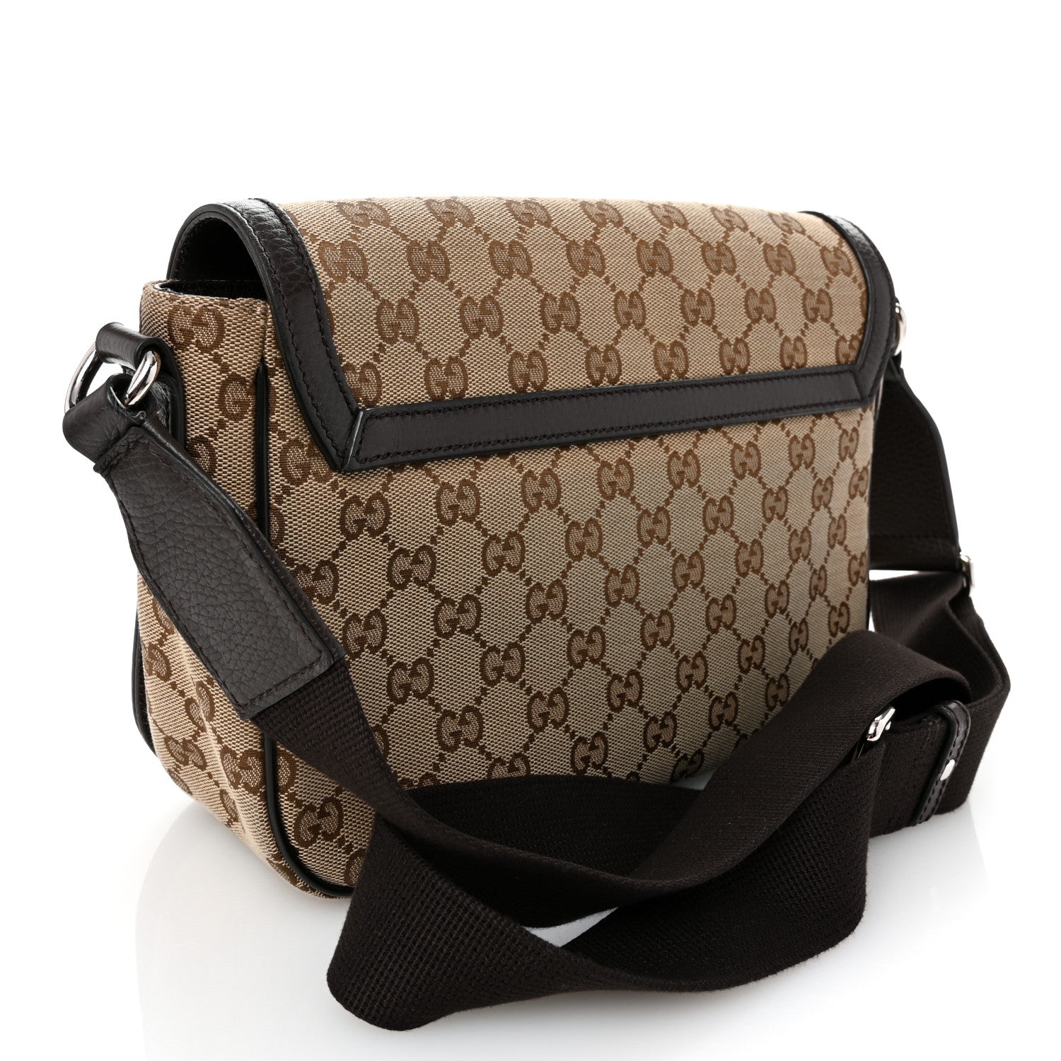 Gucci Monogram Flap Messenger Bag Beige Dark Brown 3 of 11