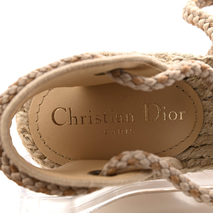 Christian Dior Canvas Embroidered Granville Ankle Tie Espadrille Wedges 40 Cream 7 of 8