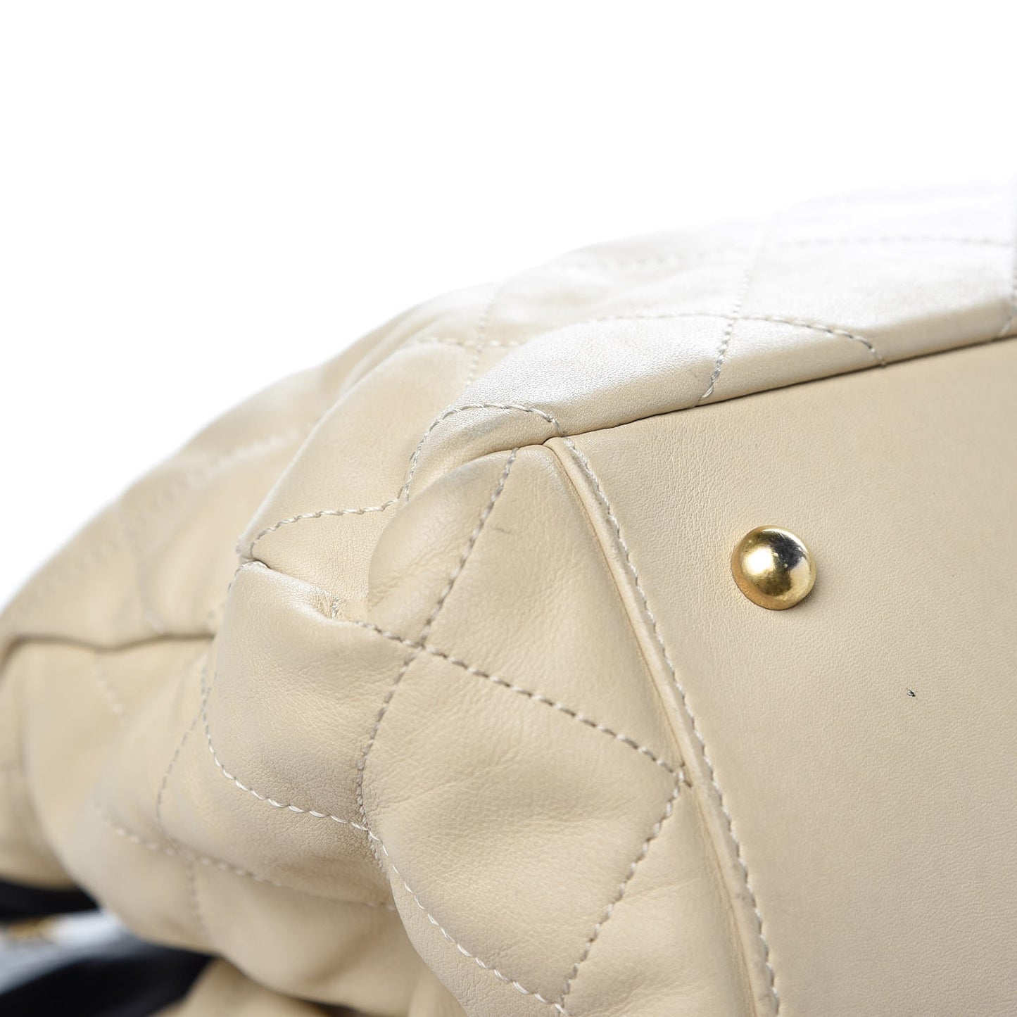 Calfskin Quilted In The Mix Shopping Tote Beige Black