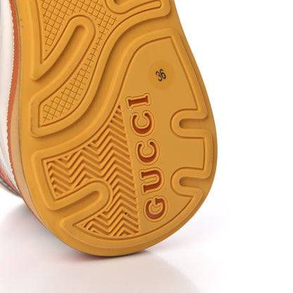 Gucci Calfskin Suede Mesh Lizard Embossed Womens Ultrapace Sneakers 36 Silver Anthracite Neon Orange 7 of 8