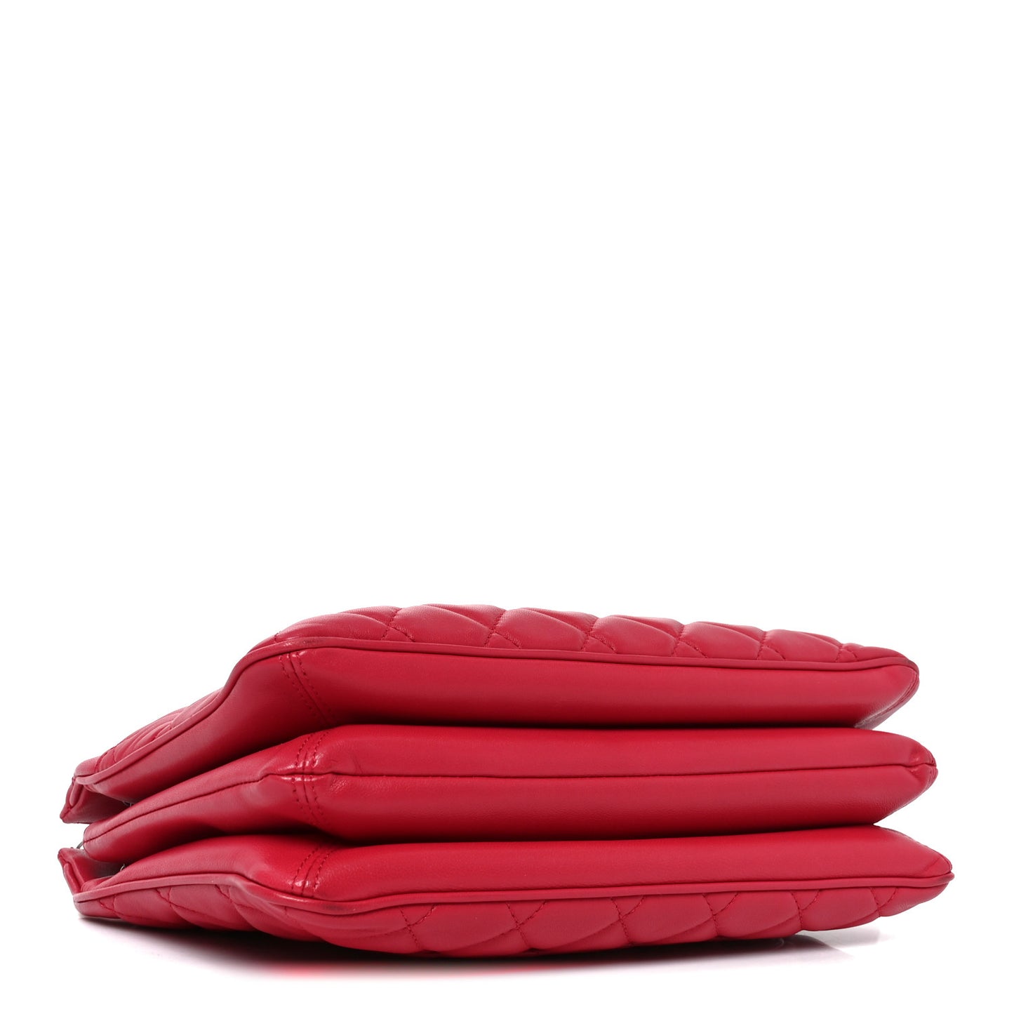 Lambskin Quilted Accordion Shopping Tote Dark Pink