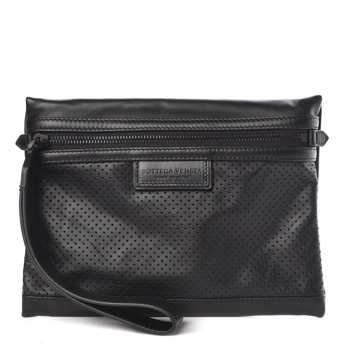Perforated Leggero Calfskin Pouch Black