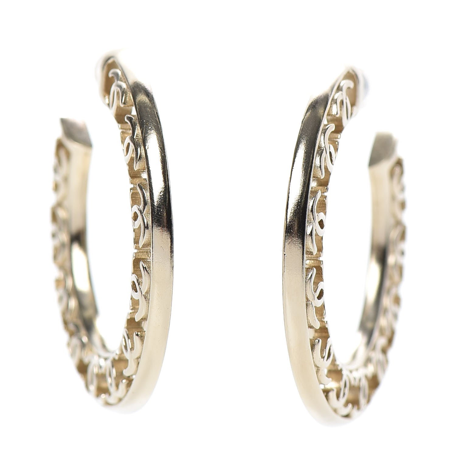 Chanel CC Hoop Earrings Gold 1 of 4
