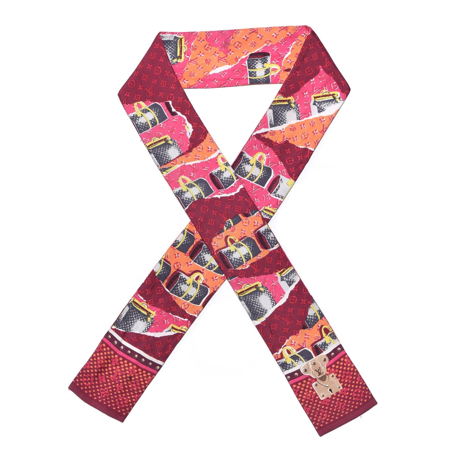 Louis Vuitton Silk Monogram Wallpaper Bandeau Burgundy 1 of 3