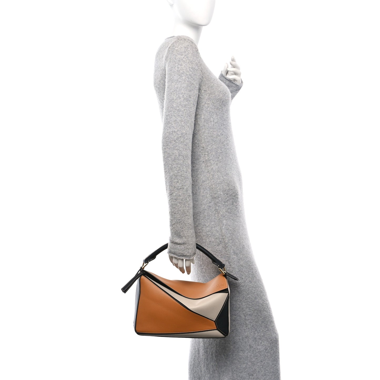Grained Calfskin Medium Puzzle Bag Amber Light Oat