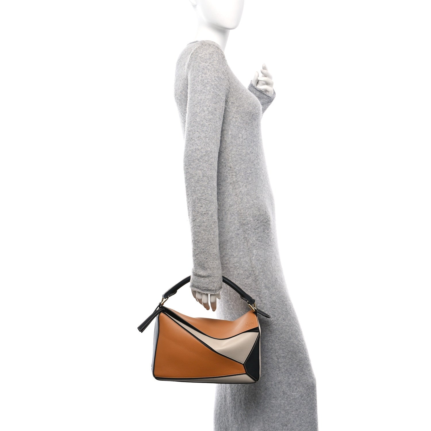 Loewe Grained Calfskin Medium Puzzle Bag Amber Light Oat 2 of 10