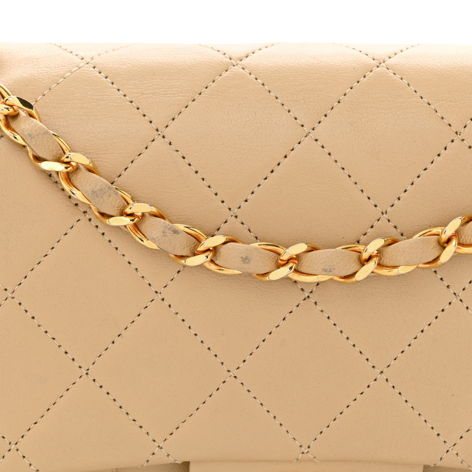 Chanel Lambskin Quilted Medium Double Flap Beige 12 of 18