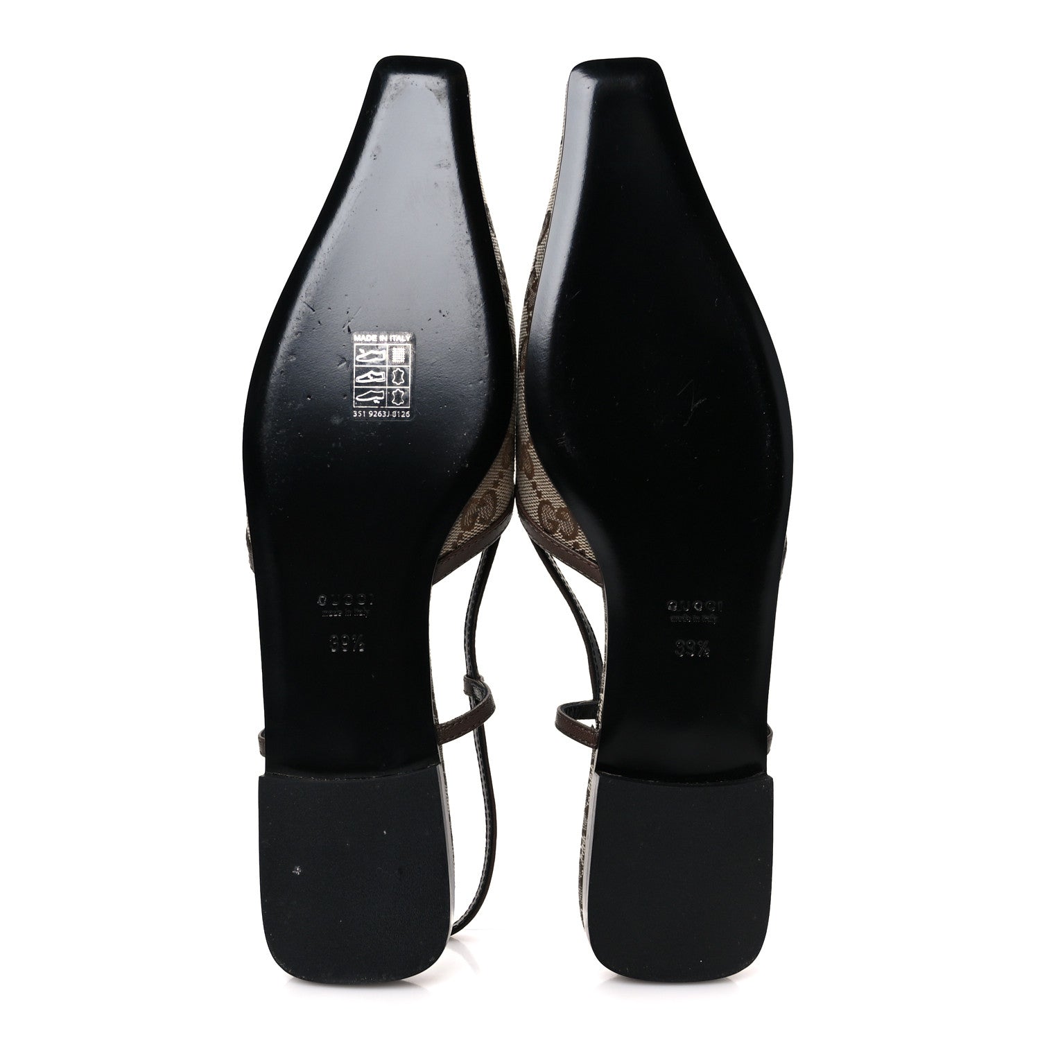 Gucci GG Monogram Malaga Kid Square G 35mm Slingback Pumps 39.5 Beige Ebony New Acero 6 of 9