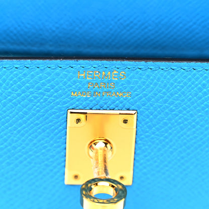 Hermes Epsom Kelly Sellier 25 Bleu Frida 6 of 10