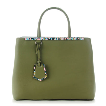 Fendi Vitello Dolce Shiny Nappa Plexiglass Granite Regular 2Jours Tote Equatore 1 of 12