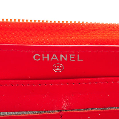 Chanel Caviar Large Timeless CC Gusset Zip Around Wallet Light Red 5 of 8