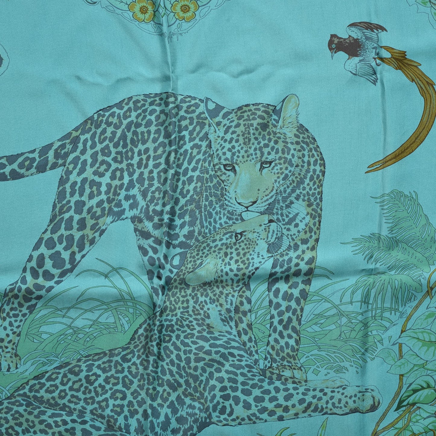 Silk Dip Dye Jungle Love Scarf 90 Menthol Canard Ocre