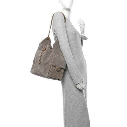 Chanel Suede Quilted Medium Chanel 25 Handbag Grey 2 of 11