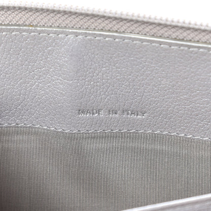 Chanel Goatskin Camellia Embossed Zip Around Wallet Silver 11 of 12