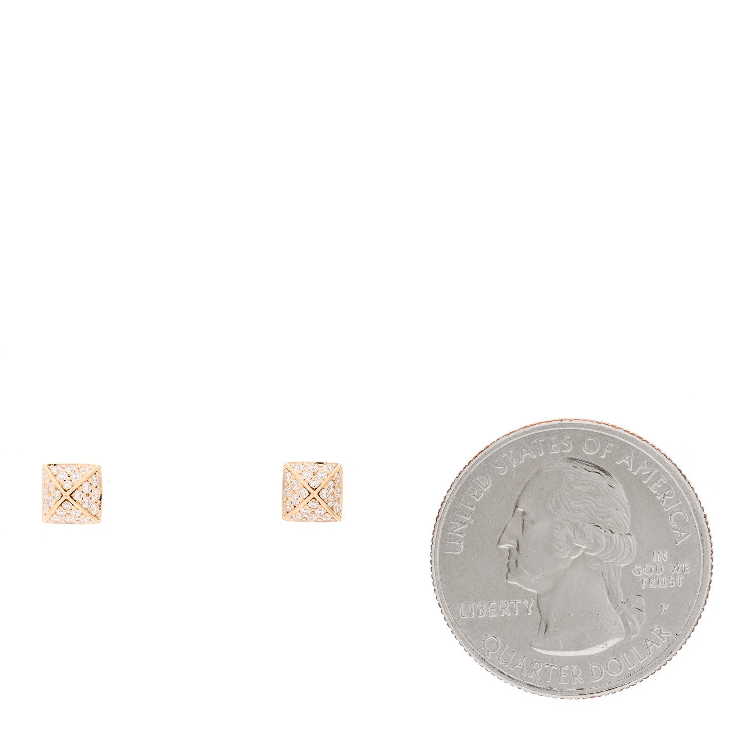Hermes 18K Rose Gold Diamond Clou d'H Stud Earrings 2 of 5