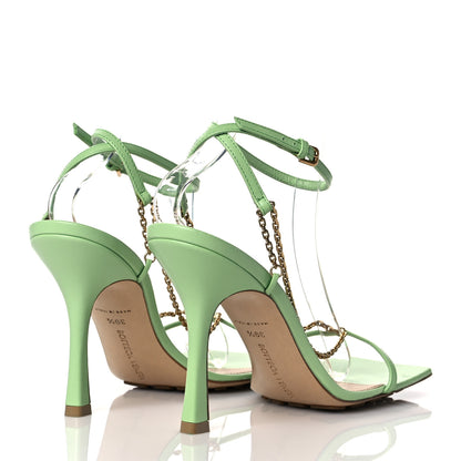 Bottega Veneta Lambskin Stretch Chain Strap 90mm Sandals 39.5 Pistachio 4 of 9
